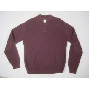 Cabela's Sweater Mens Medium Purple Fisherman Knit Pullover Fleece Cotton Casual